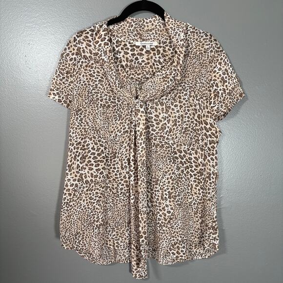 Quintessential Women's Leopard Print Semi-Sheer Retro Top - Large - Secretary - Picture 1 of 7